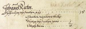 Zpis v urbi o rektoru Johanesovi v roce 1617